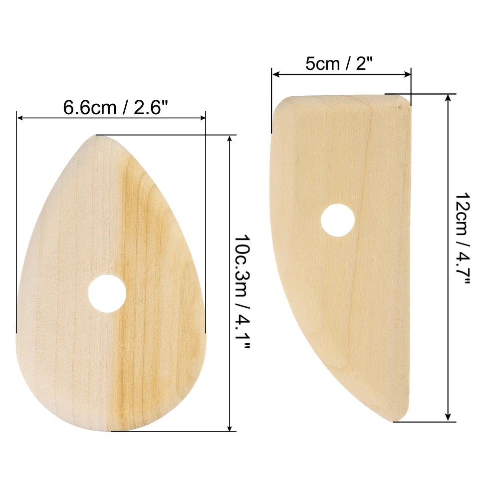 4pcs Pottery Ribs 10.3cm x 6.6cm 12cm x 5cm Wooden Clay Ceramic Sculpting Tools Foto 2 de 4
