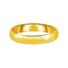 14K Solid Yellow Gold 4mm Classic Wedding Ring Unisex Polished Band Size 5-12