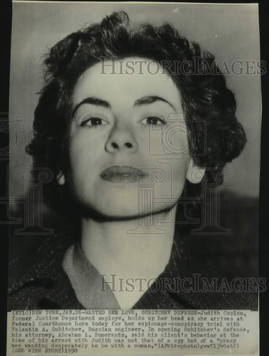 1950 Press Photo Jan Judith Coplon, Russian Spy at Federal Courthouse