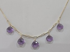 14 K Yellow Gold Necklace With Genuine Amethyst 18"