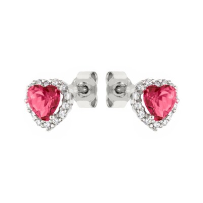 Navachi, orecchini in argento Sterling 925 placcato in oro bianco 18 carati, a forma di cuore con rubino da 4,5 carati e Placcato oro, colore: Green, cod. SIL-9131-2