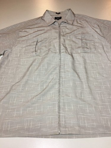 Men's Rocawear Print Zip up short sleeve gray shirt XXL Dual Pocket Barber, B7 - Picture 3 of 11