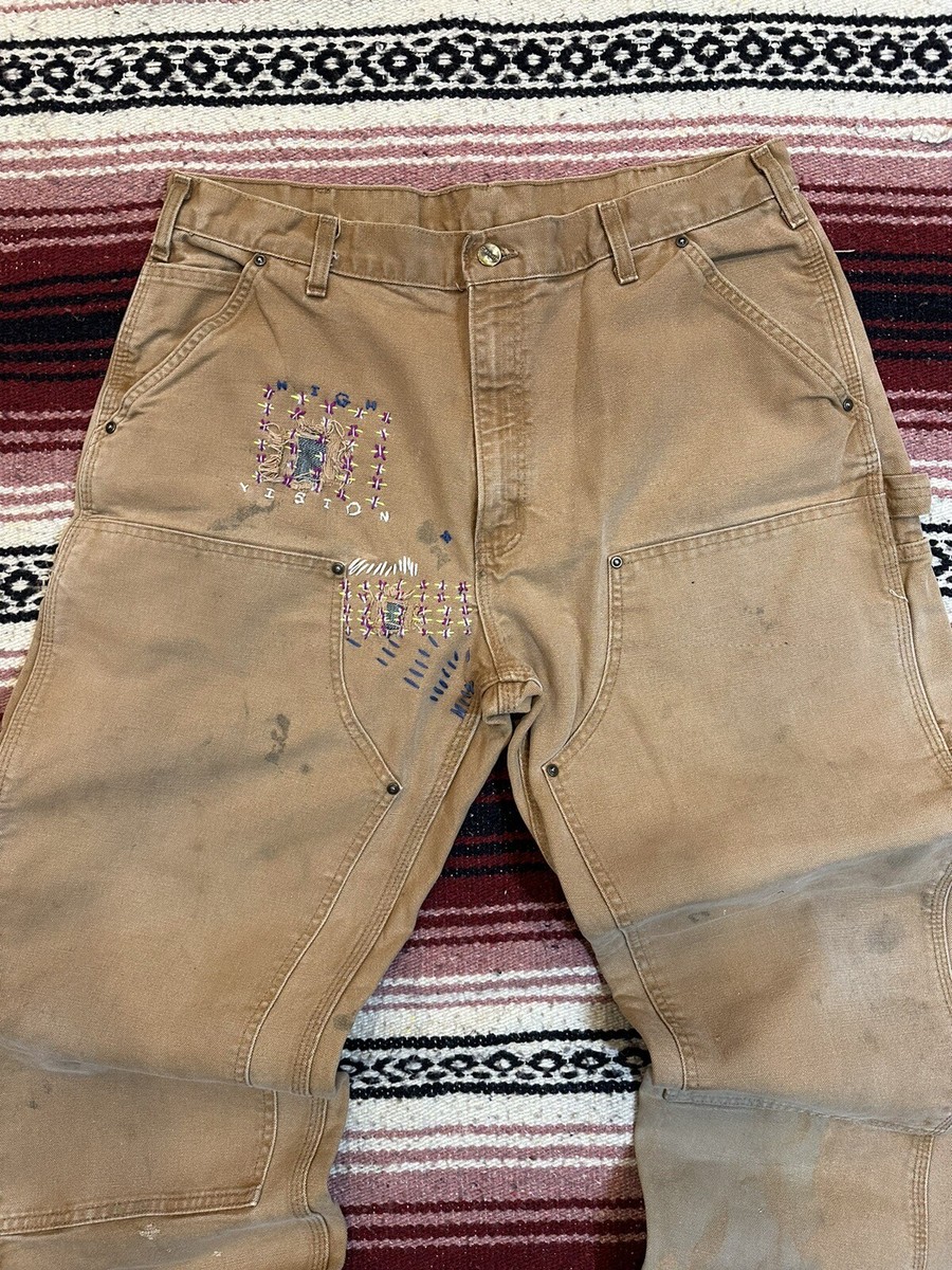 VTG CARHARTT Duck Canvas Distressed Chore Work Pants Jeans
