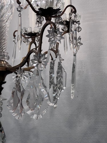 REF 48 /Lustre Pampilles Cristal Baccarat 6 Lumières /REFAIT A NEUF - Foto 3 di 12