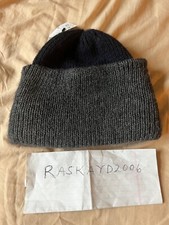 Zara Man Beanie Hat Grey Navy Blue Big Fold Winter Snow Men Women Unisex vtg H M