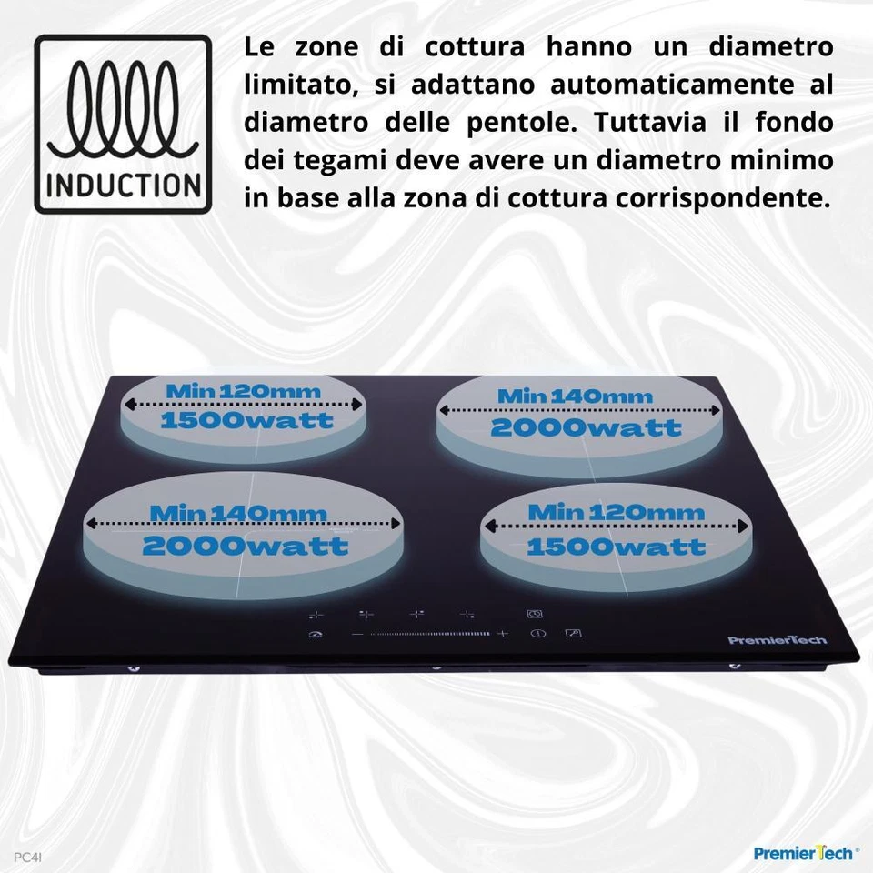 Piano Cottura a Induzione 4 fuochi da incasso 4 zone 60 cm PT-PC4I PremierTech - Immagine 2 di 4