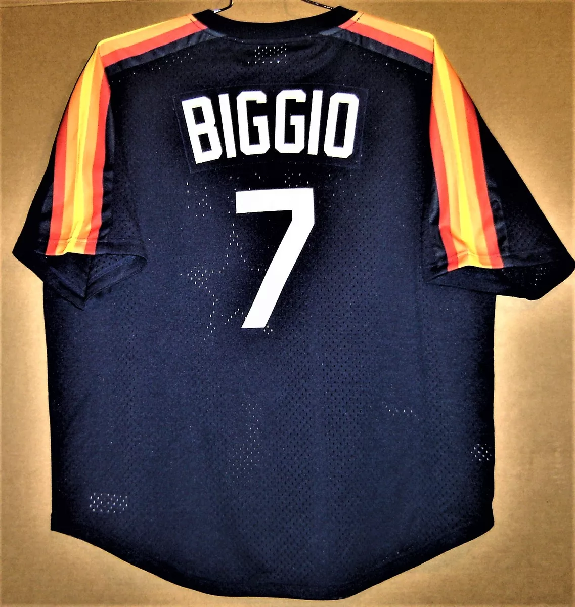 HOUSTON ASTROS CRAIG BIGGIO MITCHELL NESS NAVY PULLOVER RAINBOW