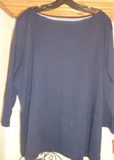 TALBOTS   NAVY  100%  PIMA COTTON BOAT NECK 3/4 SLEEVE KNIT  TOP   NWT SZ 3XP