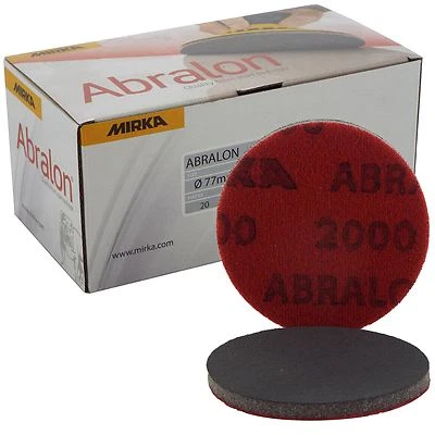 Mirka Abralon 77mm 3" P2000 Grit 20x HookNLoop Foam Fine Finishing Discs Pad