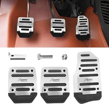 3PCS Non-Slip Car Pedal Pads Manual Gearbox Gas Pedal Brake Pedal Cover Alumin