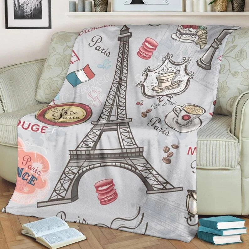 Acogedor sofá sofá deportivo de felpa de lana manta torre Eiffel París regalo Foto 3 de 4