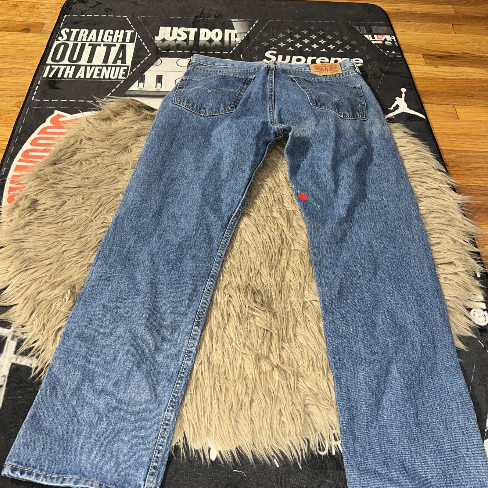 LEVI'S 505 Loose Fit Straight Leg Denim Mens Blue Jeans 36x32 Blank Tag Rare image 7