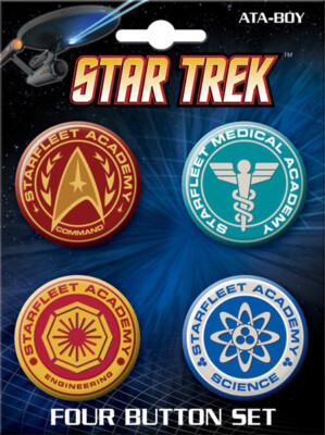 Star Trek The Original Series Starfleet Academy Round Button Carded Set of 4 NEW