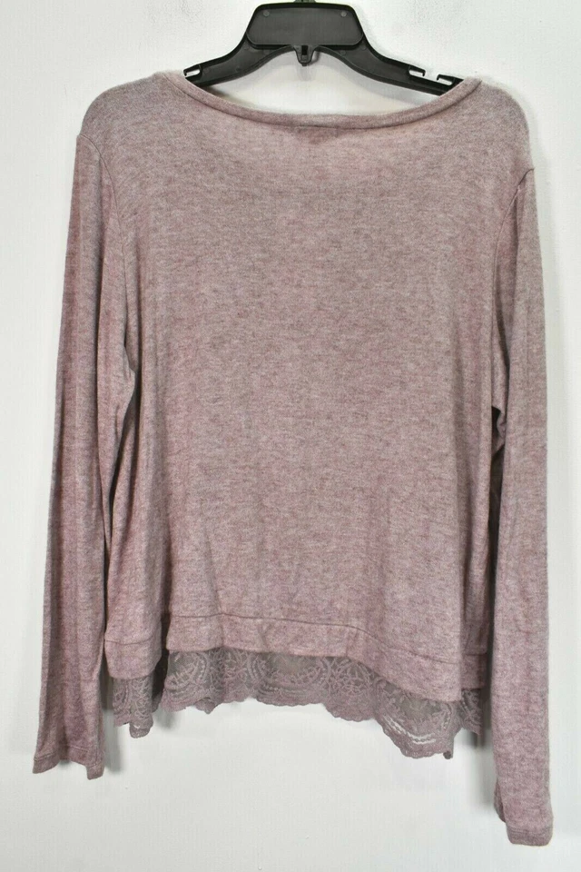 Eyeshadow Womens Grapeshake Long Sleeve Lace Hem X-Side Sweatshirt L NWT - Image 2 of 4