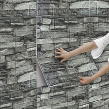 100PCS 3D Foam Wall Stickers Waterproof Self-Adhesive Tile Panel Decorations