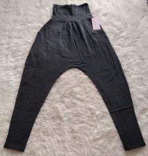 NWT Natalie Harem Drop Crotch Baggy Pants Dance Elastic Waist Gray Size Small