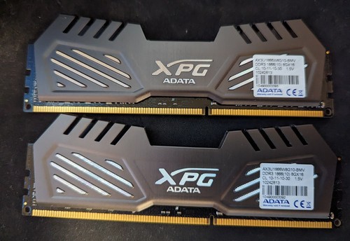 Two (2) Adata XPG 8GB 2x4GB DDR3 1866MHz Desktop Memory Ram AX3U1866W5G10-BMV