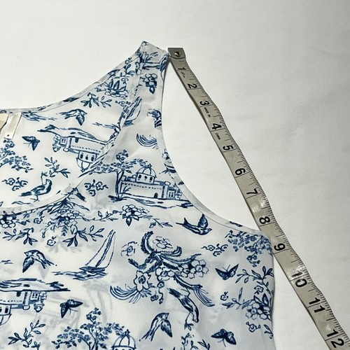 Frenchi Women’s Size M White w/Floral Birds Sleeveless Summer Blouse - Picture 13 of 15