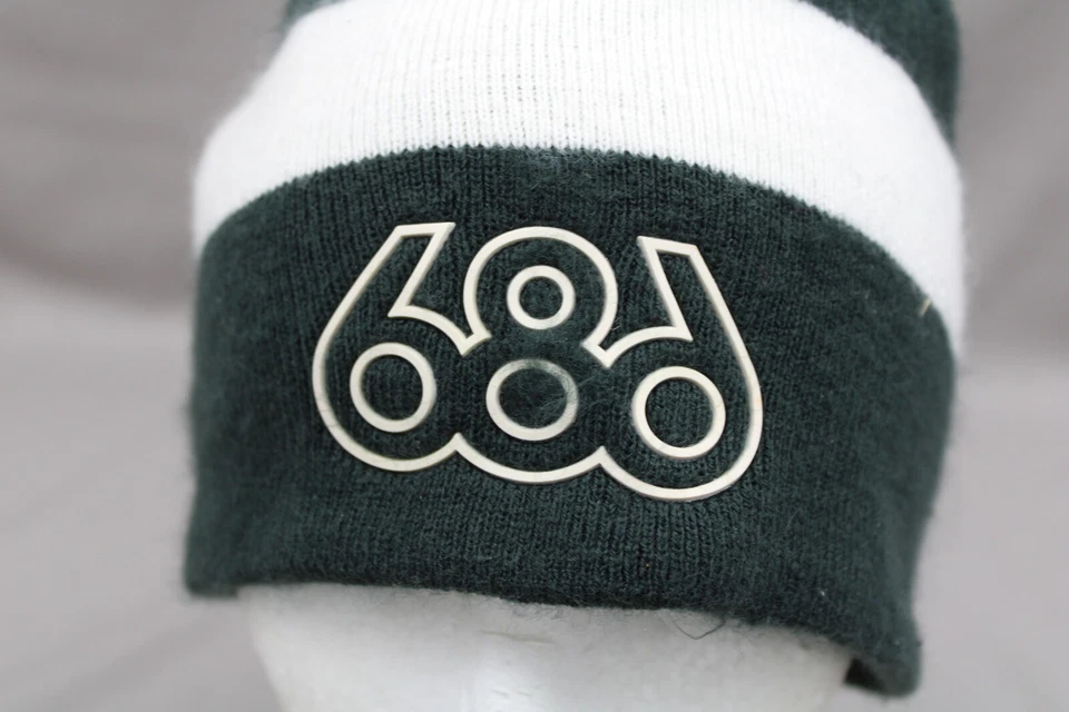 686 Snowboard Toque - Patrón de Rayas Verdes y Blancas - Ajuste Elástico Adulto Foto 2 de 4