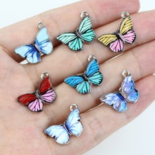 21pcs Mixed Alloy Enamel Butterfly Pendants Animal Charms for DIY Jewelry Making