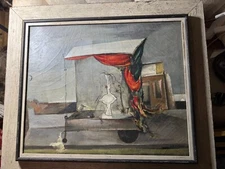 Large William Hugh Ferguson (1905 - 1985) "Abandoned Flower Cart" Oil Painting