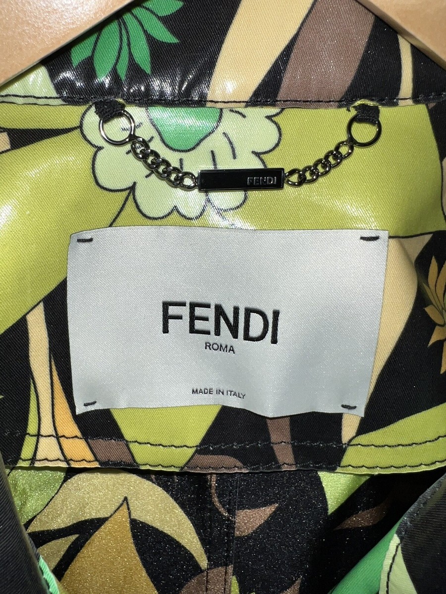 $3100 Fendi Floral Print Cropped Jacket Coated Cotton Spring