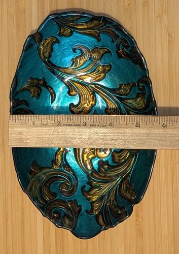 Turkish ArdaCam Rare Mouth Blown Hand Painted Glass Dish Art of Tabletop - Picture 4 of 5