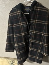 WOMENS SIZE 10 PENDLETON PLAID WOOL COAT TOGGLE BUTTONS