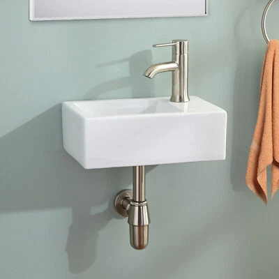 Nes Home Right Hand 360mm Bathroom Wall Hung Cloakroom Ceramic Compact Basin