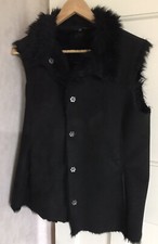 Ladies Maine Black Faux Suede, Faux Fur Lined Gilet. Size 14. Warm Cosy