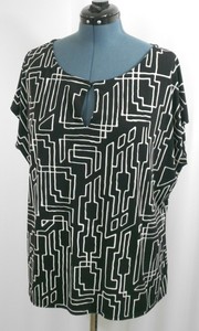 Worthington-Woman-039-s-Size-3X-Black-Geometric-Sleeveless-Pullover-Blouse-Top