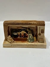1952 Sebastian Miniatures Colonial Kitchen Mother & Child Hand Painted USA Sign