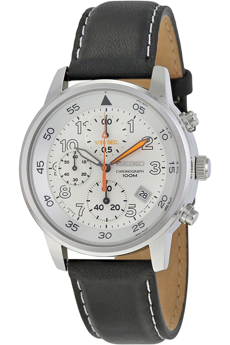 Seiko Chronograph 100m Leather Strap Men s Watch SNDE11P1