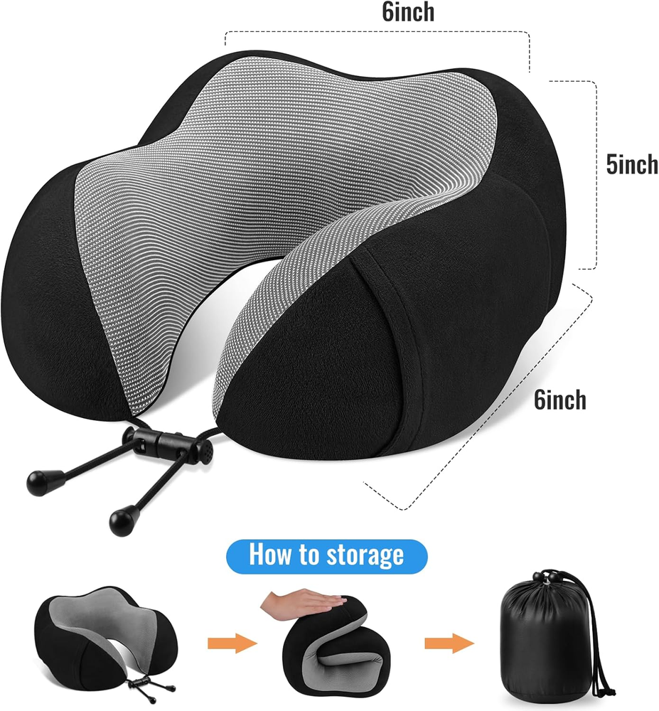 Premium Memory Foam Travel Neck Pillow for Comfortable Sleep Support