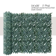 4'x8' Artificial Faux Laurel Leaf Privacy Fence Panel Screen Wall Hedge Decor D