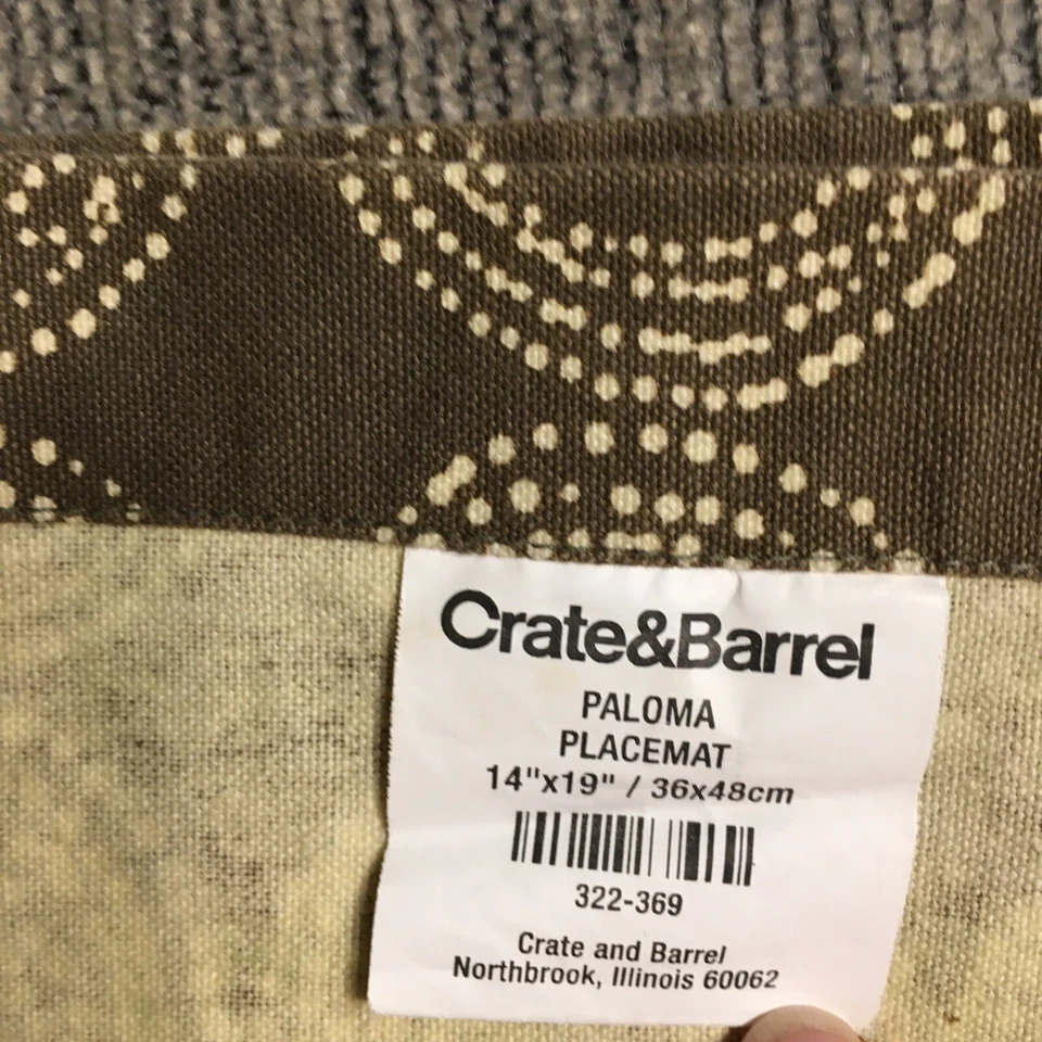 Crate & Barrel Paloma Placemats Cloth Set of 4 14 x 19" Tan/Brown Cotton - Image 3 of 4