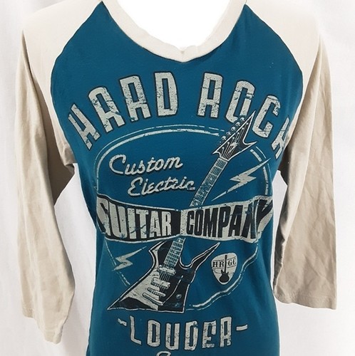 Hard Rock Cafe Colorblock Raglan 3/4 Sleeves Cotton Top Small - Picture 4 of 7