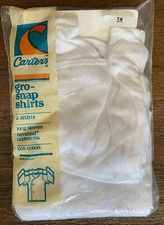 VINTAGE Carter's 3 mo. Double Breasted Gro-Snap Long Sleeve Baby Shirts 2pk NEW