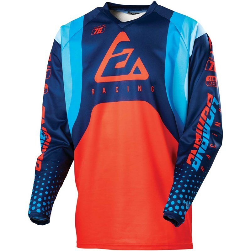 Maillot cross ANSWER respirant et anti-humidité Syncron Swish bleu et rouge