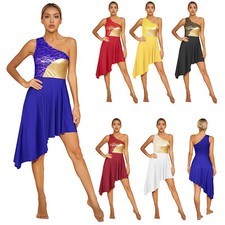 Womens Dance Dress Contrast Color Womens Dancewear Dress Praise Metallic