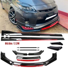 Front Bumper Lip Spoiler Splitter Body Side Skirt Gloss Black For Toyota Prius