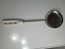 Vtg Inox Stainless Italy Round Colander Strainer Deep Fryer Hanging Scoop