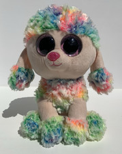 Ty Rainbow Poodle Beanie Baby Pink Eyes Big Eyed