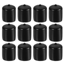 12 Pcs 7/8" ID Round Rubber End Caps Flexible Rubber Bolt Covers Cap Black