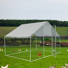 Large Walk-in Metal Chicken Coop with Cover Portable for Small Animals Backyard