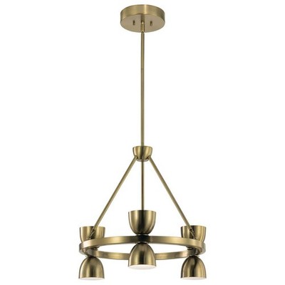 KICHLER Baland 22 in. 6-Light Integrated LED Brushed Natural Brass Mid-Century