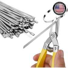 Heavy Duty Metal Zip Ties With Tie Cutter - Uv Resistant Stainless Steel, 11....