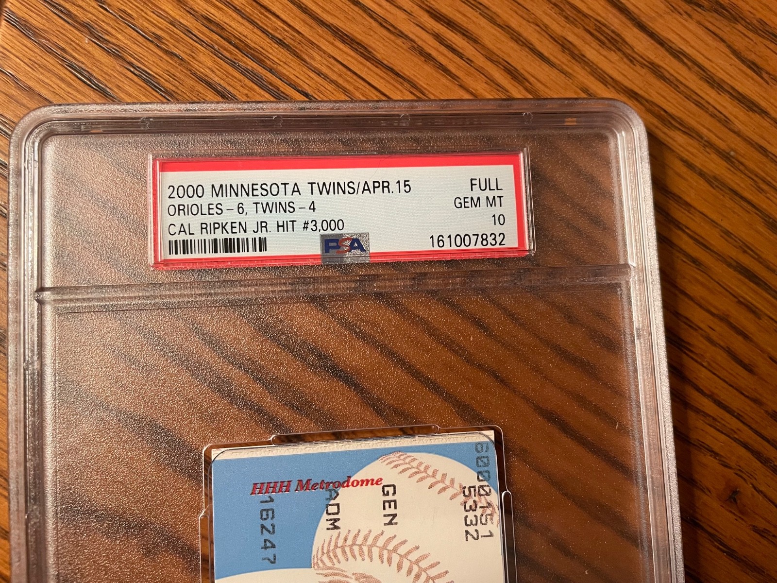 Cal Ripken Jr. 3000th Hit Game Ticket on 04/15/2000 PSA GEM MINT 10 Orioles 6-4 view 2