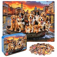 100 Pieces Sunset Dogs Puzzle Kids Cute Animals Jigsaw Board Game Gift Toy