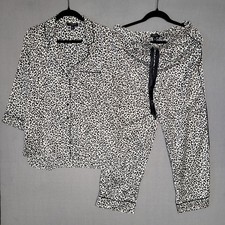 Ann Taylor Sleep Pajama Set Medium Leopard Print 3/4 Sleeve Lounge Wear